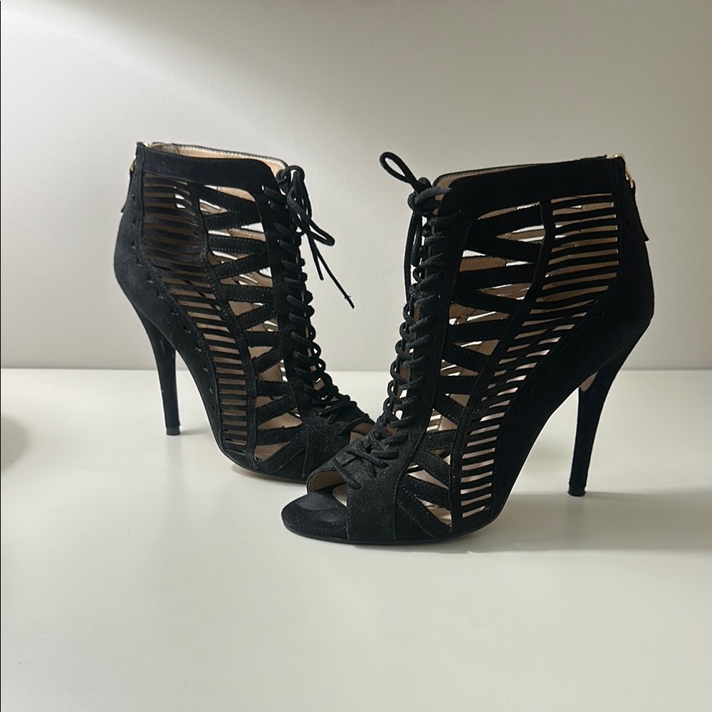 Nine West Black Stiletto Heels with Cage Design